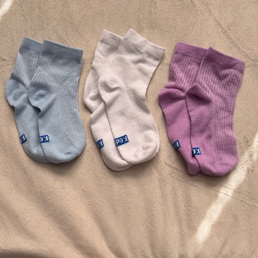 Keds Kids Casual Socks - Light Blue, White, and Lavender